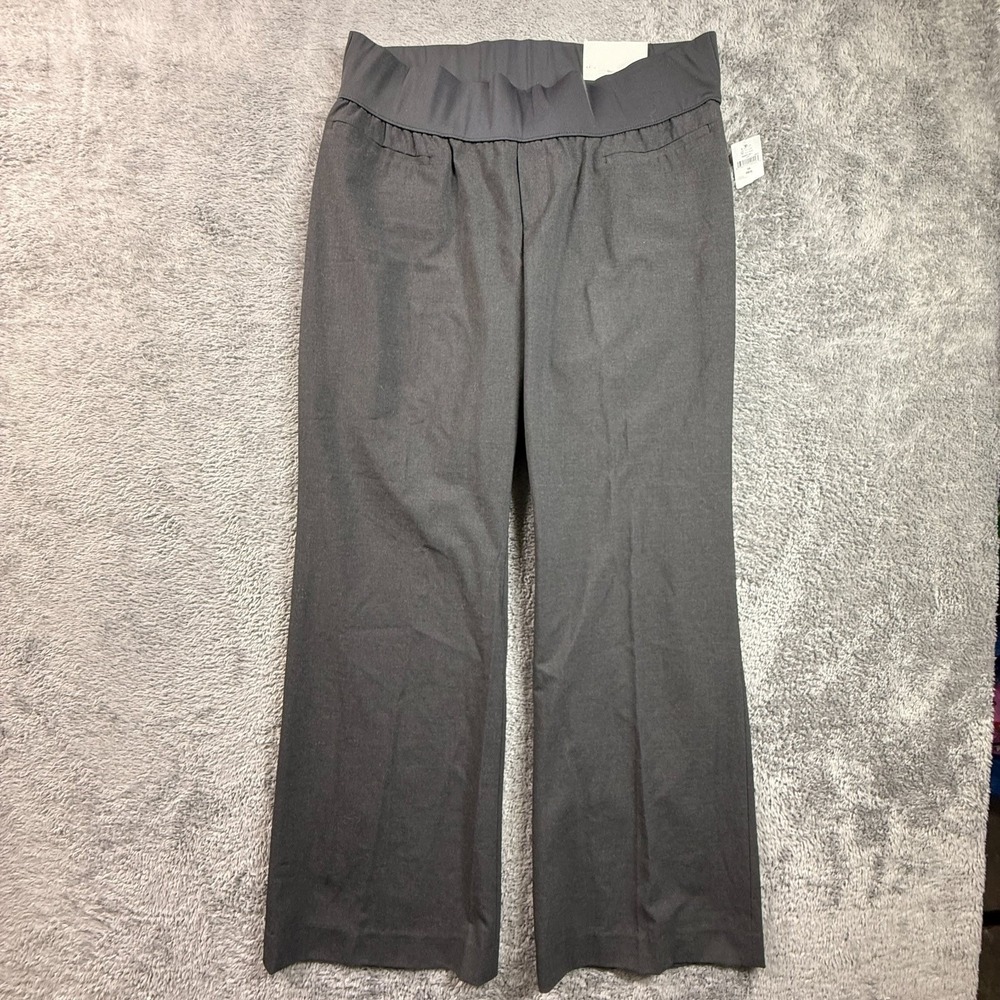 GAP Maternity Bootcut Pants 14R Gray Demi Panel 2-Way Stretch NWT Pull On